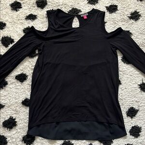 Vince Camuto size Large Black Cold Shoulder Blouse